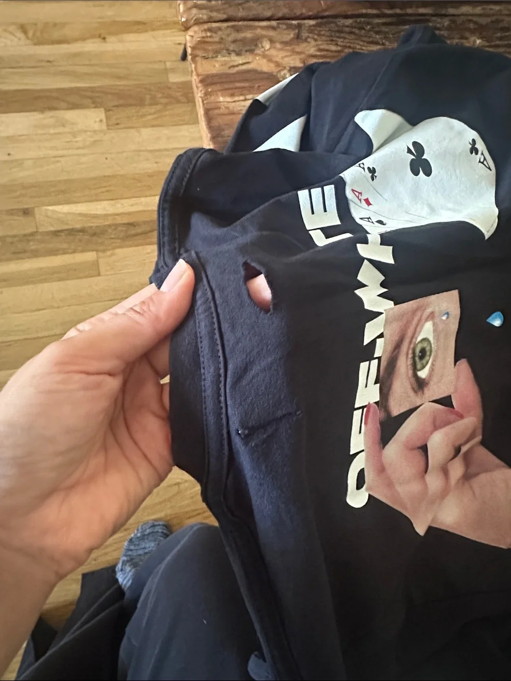 Off-White Black Crewneck Sweatshirt with White Diagonal Sleeve Stripes